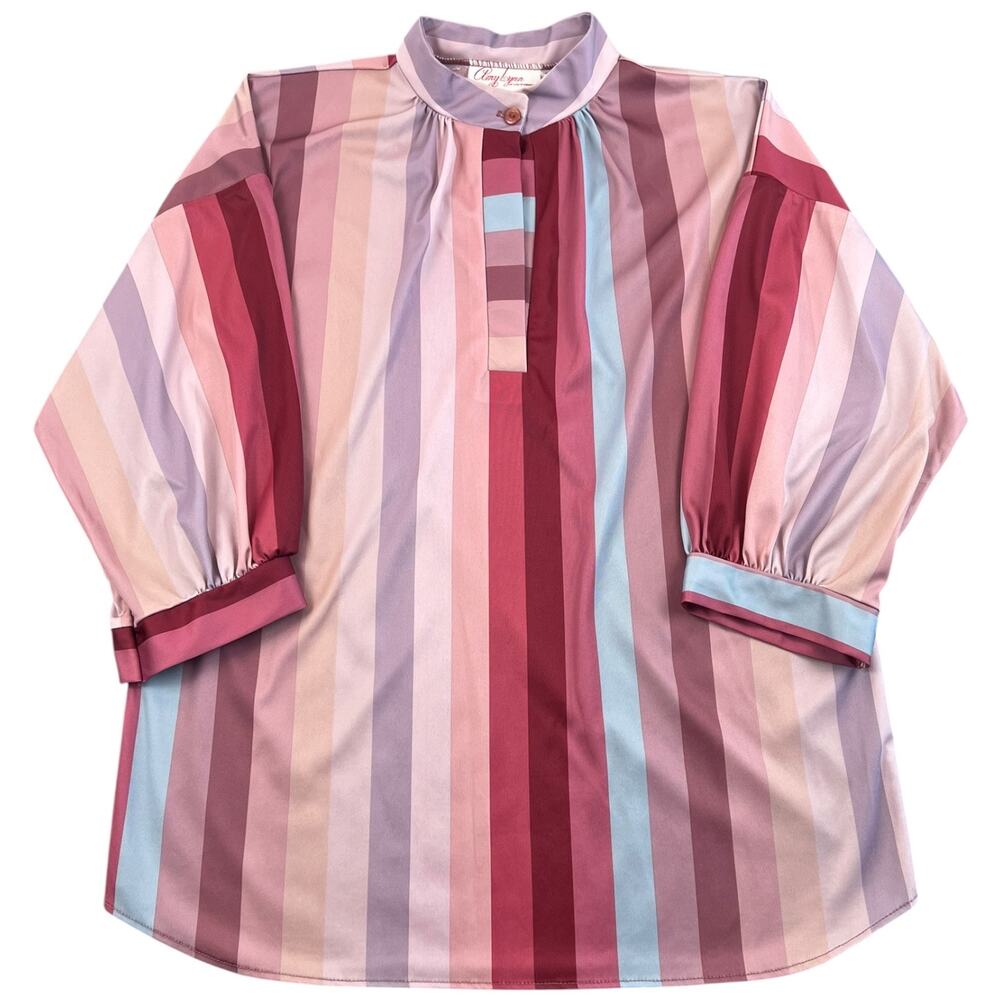 Vintage 80s Amy Lynn for California Striped Dolman Sleeve Blouse Women’s L